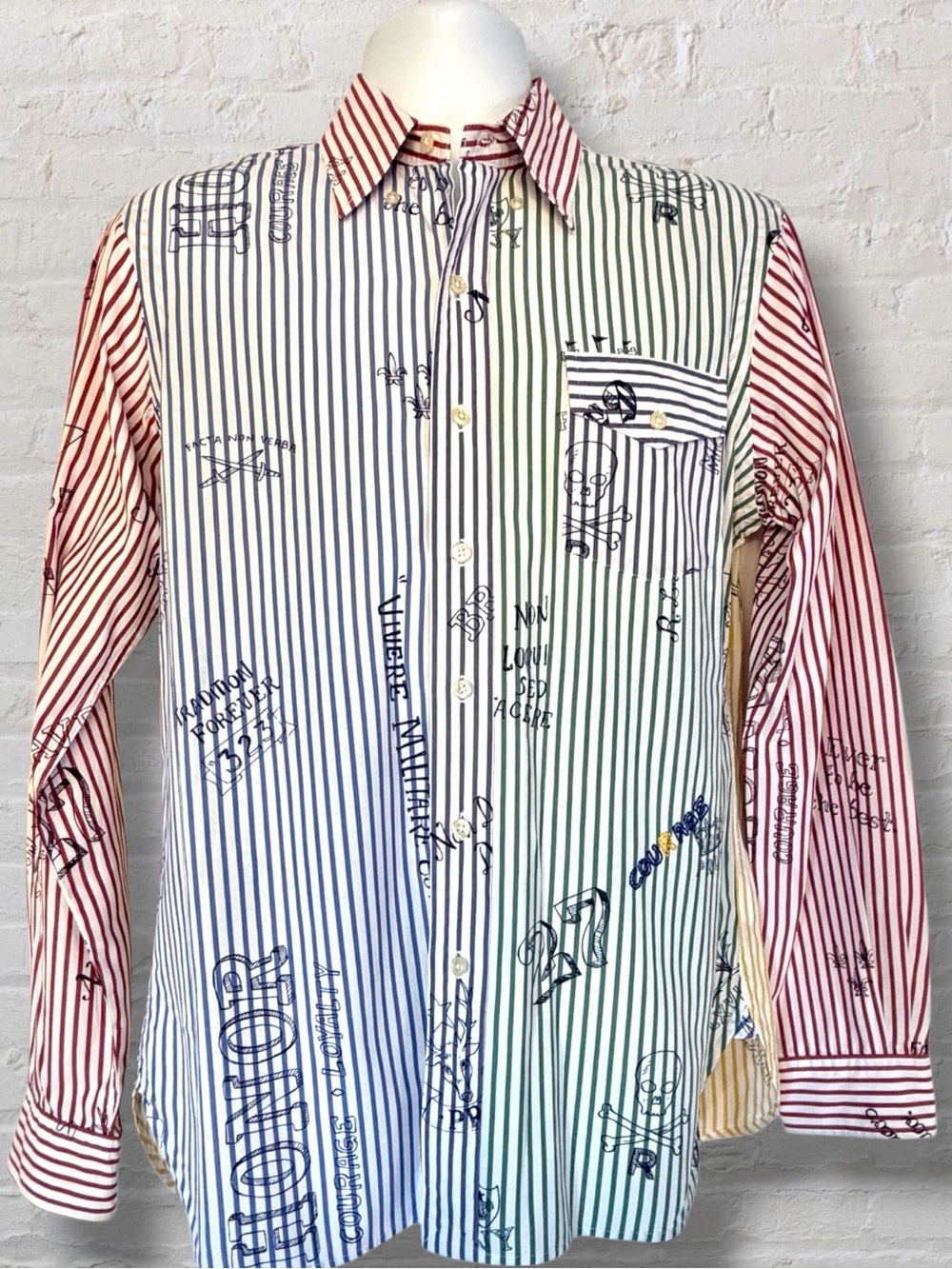 Polo Ralph Lauren Men’s M Custom Fit Patchwork Stripe Graphic Shirt 2019